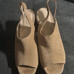 Pelle Moda Tan Suede Slingback Mules